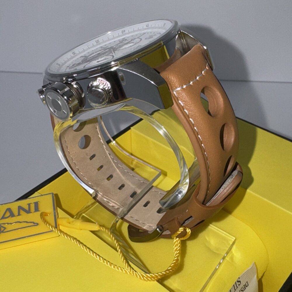 Invicta S1 Men’s Chronograph Quartz White Dial Brown Leather Strap 100m - Picture 8 of 16